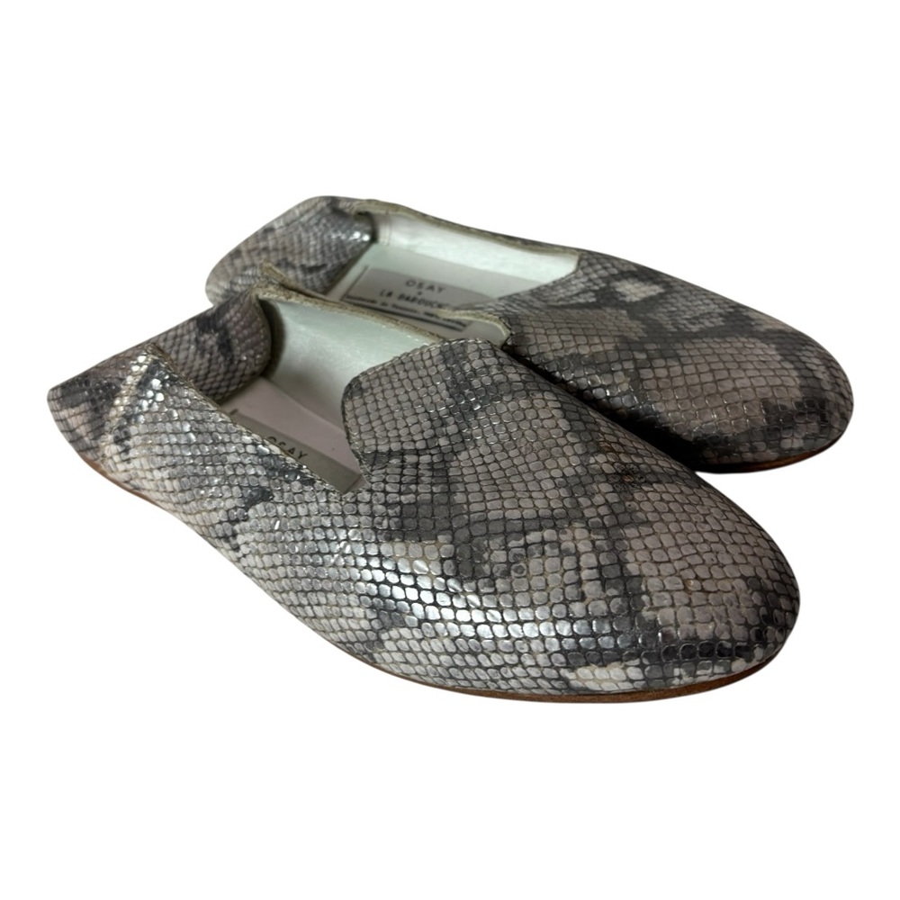 OSAY X La Babouche Leather Snakeskin Print Slide Loafer Shoes Size US 7 EU 37